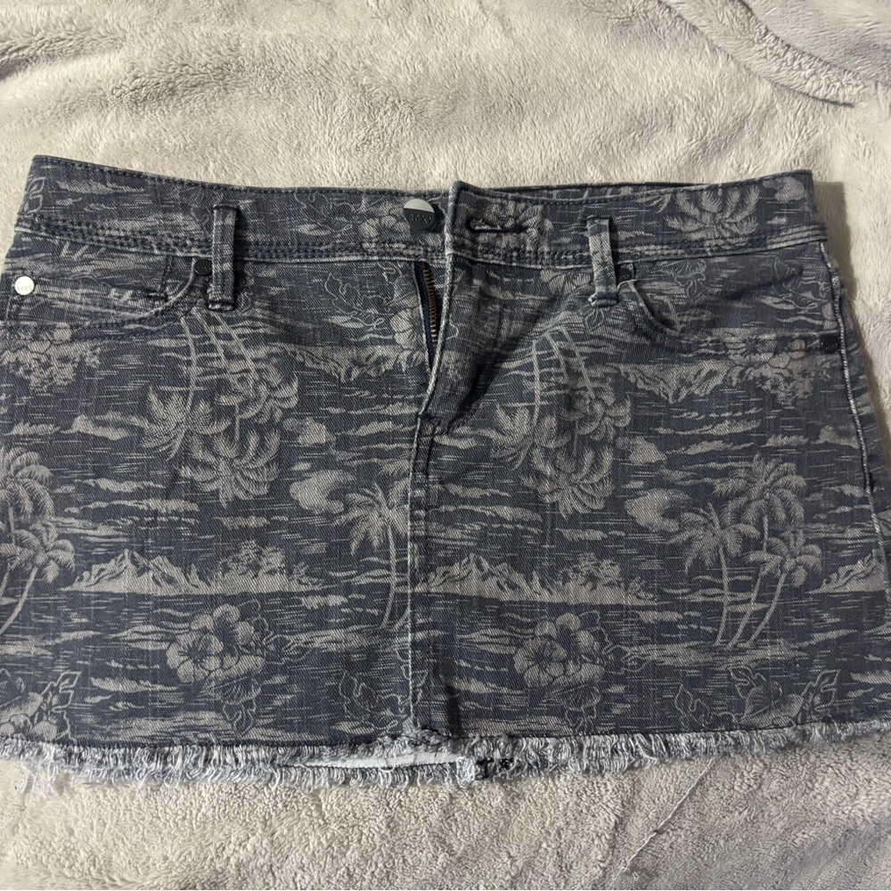 Roxy Charcoal Tropical Print Mini Skirt